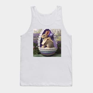 Cute Bunny Rabbit in Beautifully Decorated Easter Egg in a Spring Garden Tank Top